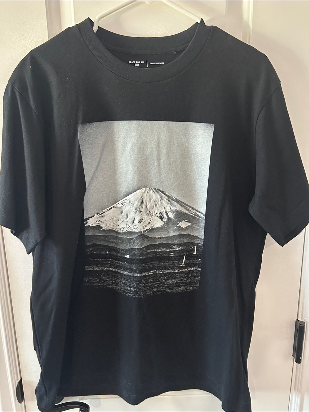 Men's Black Graphic Tee with Mt. Fuji Print